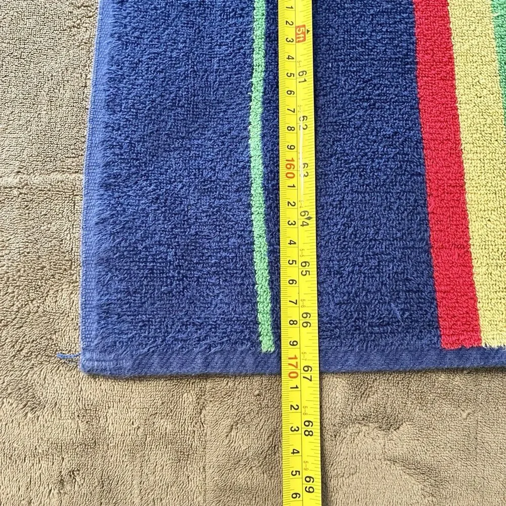VTG Ralph Lauren Large Towel Polo Striped Blue Green Yellow Red 36